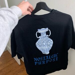 Zara mens “Nostalgic Purpose” cropped tee.